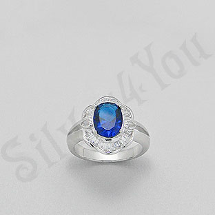 Inel argint zircon albastru aspect aur alb - PK1300