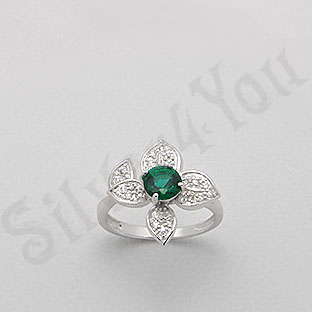 Inel argint cu zircon verde tip aur alb - PK1299