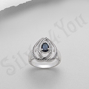 Inel argint zircon albastru aspect aur alb - PK1485