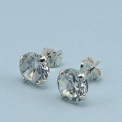 Cercei argint cu  zircon alb/4 mm - CT24A