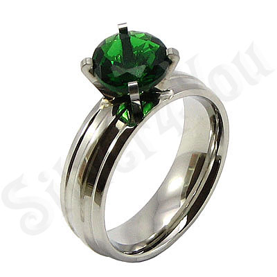 Inel inox cu zircon verde - BR6141