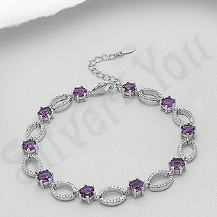 Bratara argint cu zirconii violet si albe - AR127