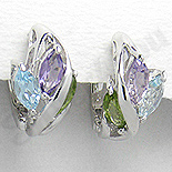 Cercei argint aspect aur alb ametist peridot topaz - PK1366