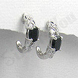 Cercei argint safir negru zircon alb mici - PK1913